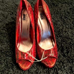 City snappers high red snake skin like heels